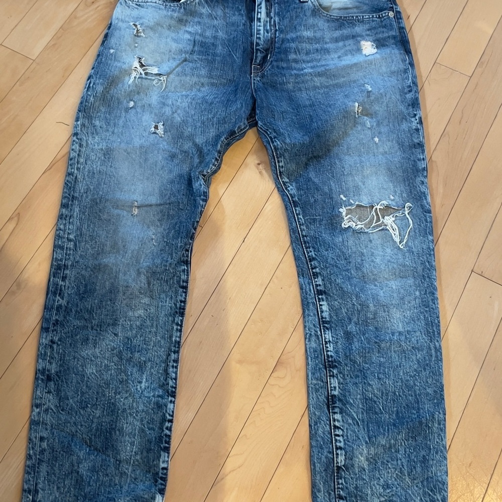 Denim & Supply Ralph Lauren Blue Relaxed Jeans with Distressed Details